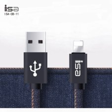 Кабель USB 8 pin подходит для Apple CB-11 алюминий/джинса 1м синий ISA (гарантия 2 недели)